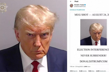picture of the Donald Trump Mugshot and tweet