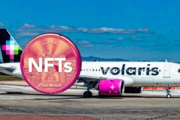 Volaris plane behind an "NFT Annual Pass" image